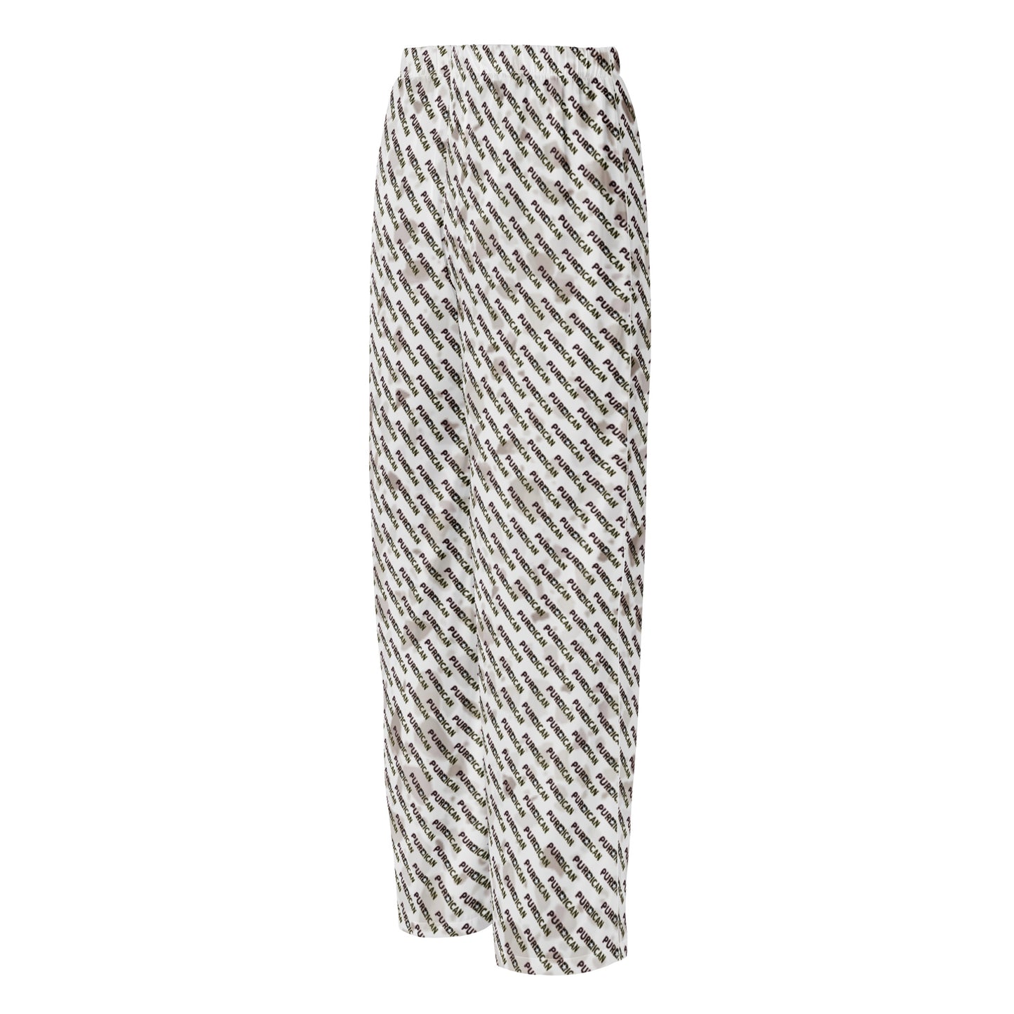 Close-up of Pure⭐️Rican Cream Edition shorts showing all-over logo pattern fabric