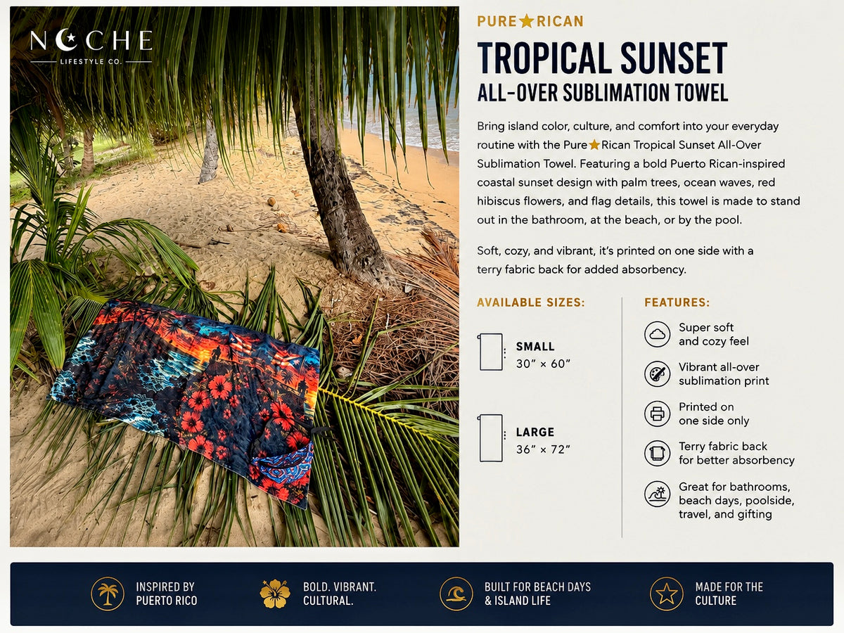 Pure⭐️Rican Tropical Sunset All-Over Sublimation Towel