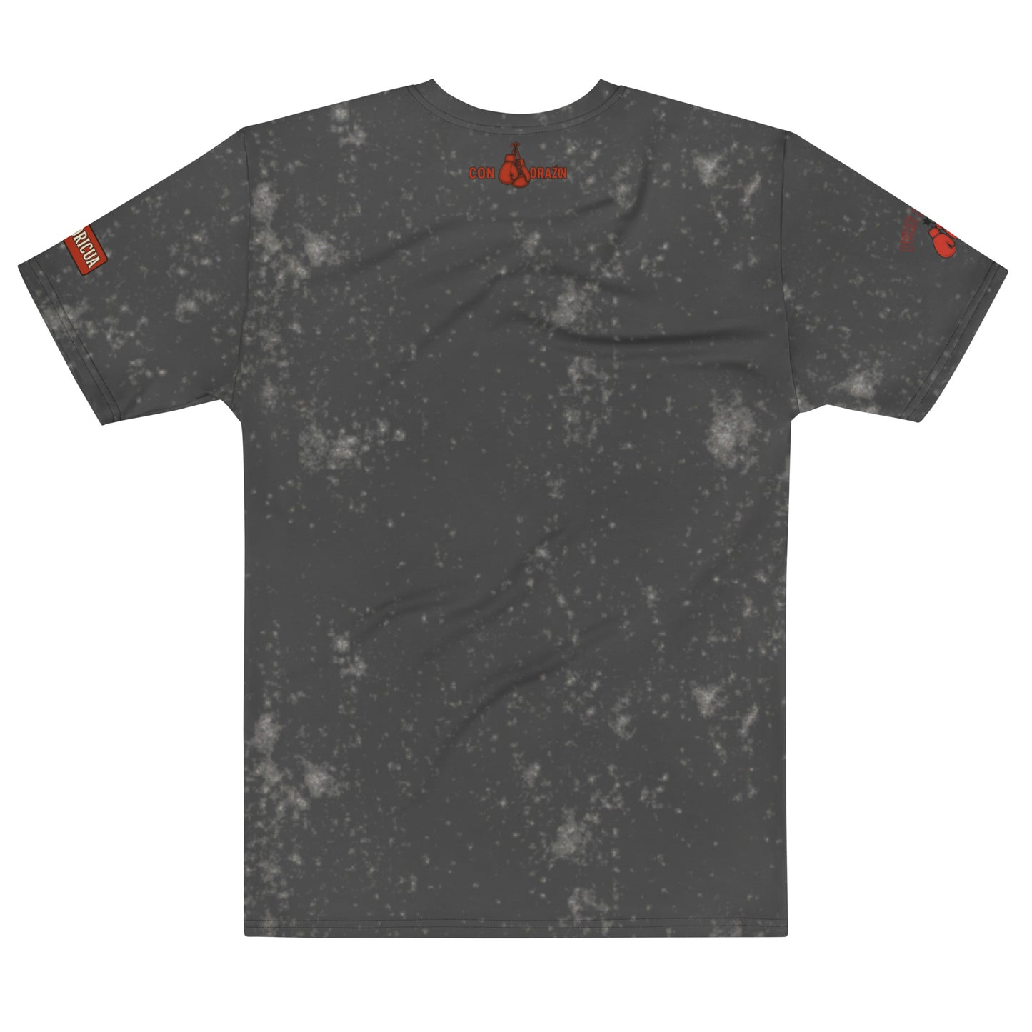 Pure⭐️Rican all-over print men’s cotton crew neck tee back view – BorinquéN cultural apparel