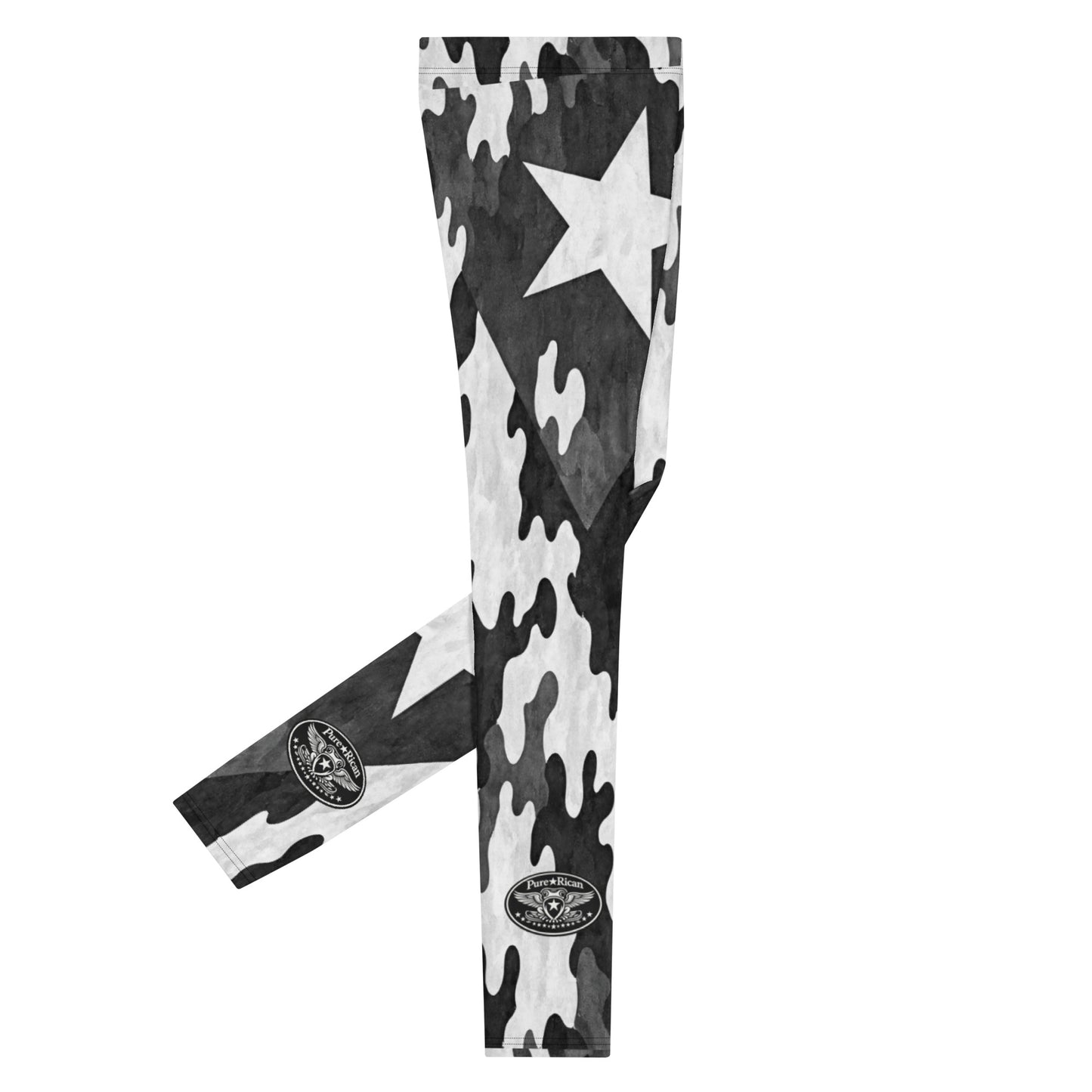 Pure⭐️Rican unisex camo leggings side profile showing stretch performance material and star print