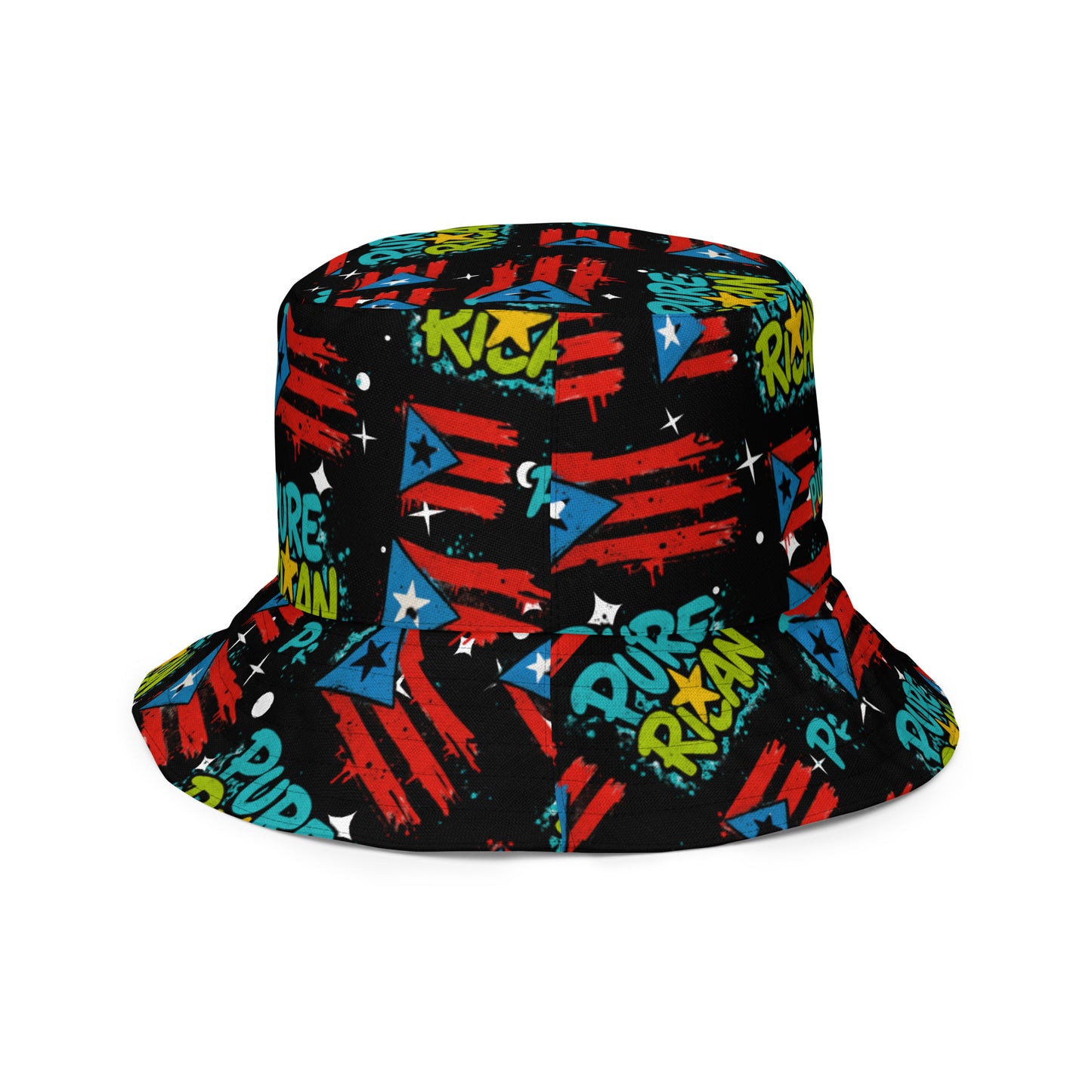 Pure⭐️Rican reversible bucket hat top view – reversible streetwear hat