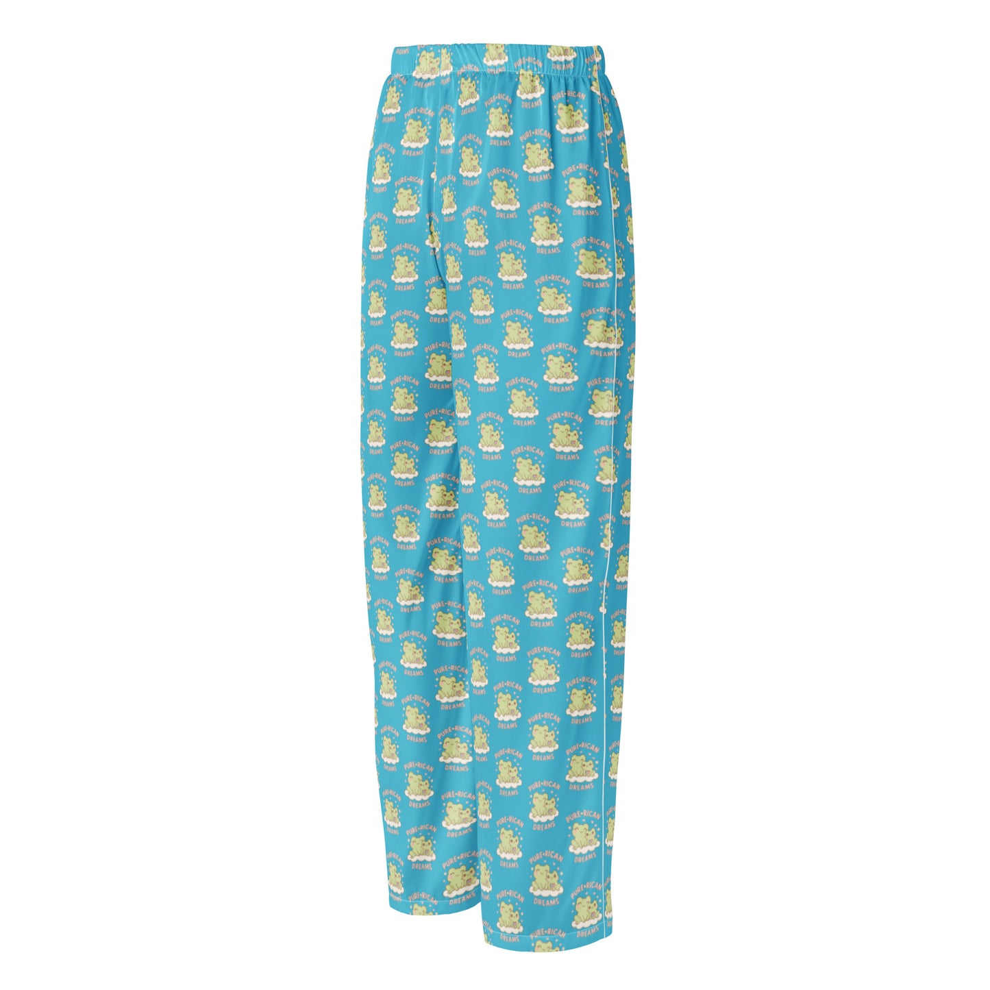 Pure⭐️Rican Mommy & Me Dream pajama pants in sky blue satin with island-inspired print