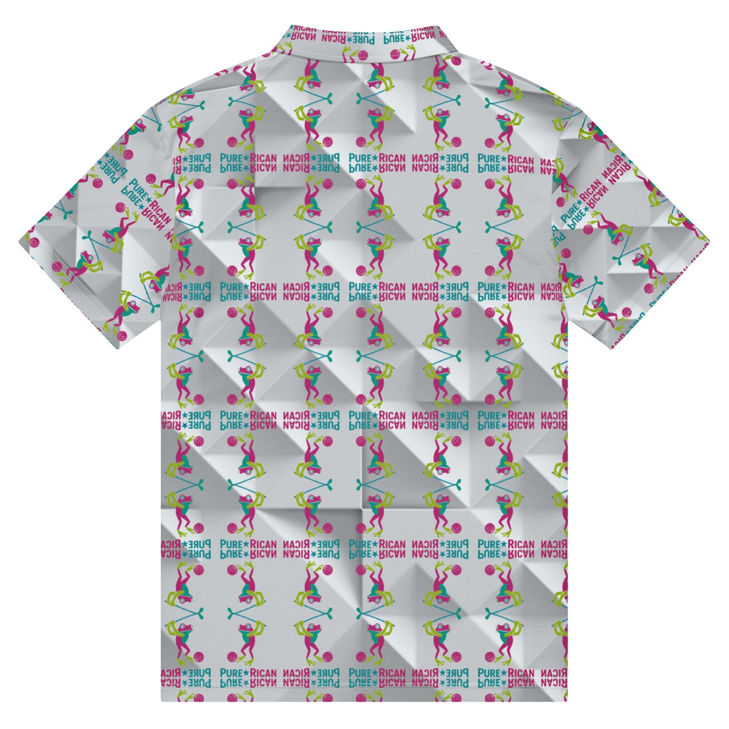 Pure⭐️Rican Sapo Golfer white golf-texture all-over print men’s slim fit polo