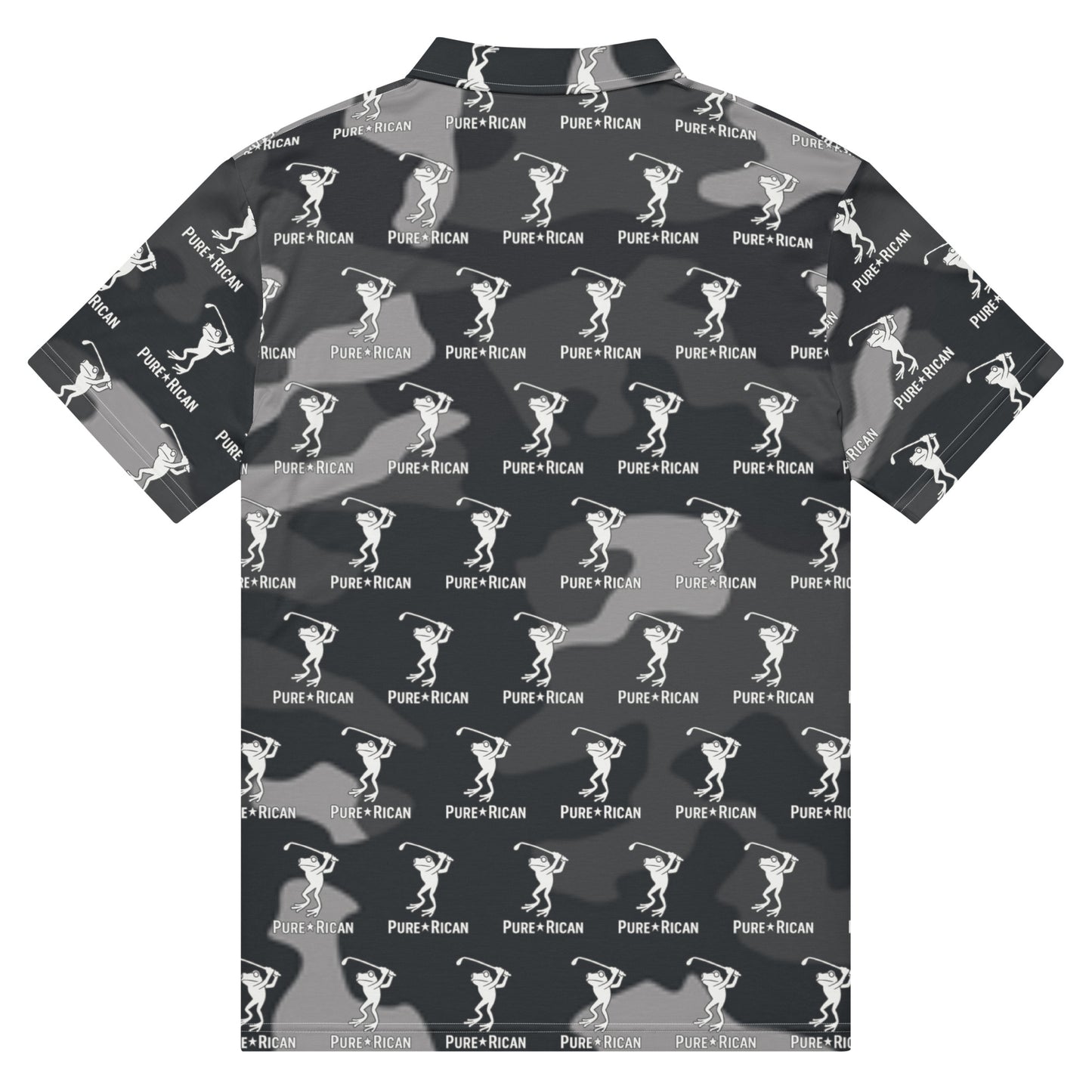 Pure⭐️Rican Sapo Golfer gray camo all-over print slim fit men’s polo