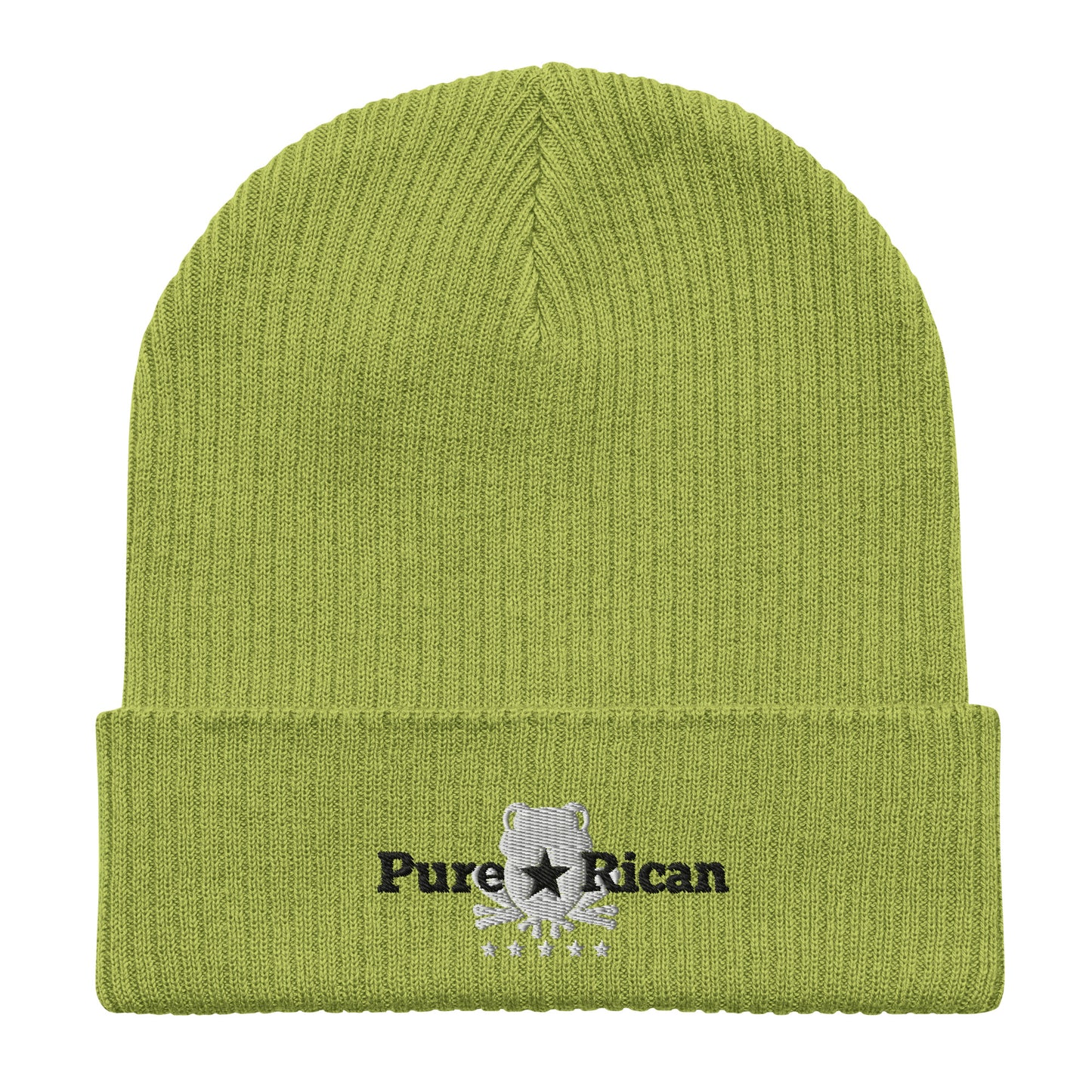 Pure⭐️Rican organic ribbed beanie front view – Puerto Rican winter hat