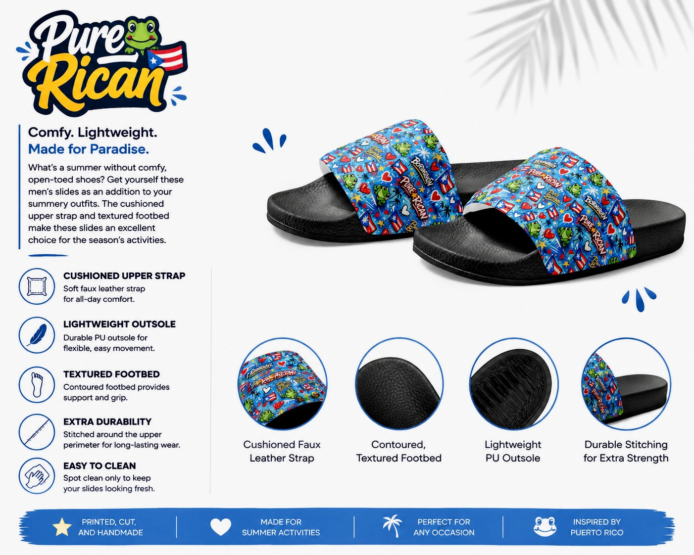 Colorful slides with text and icons on a white background