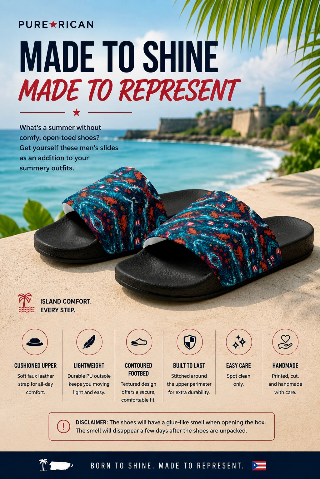 Pure⭐️Rican Sapo Wave Men’s Slides | Puerto Rican Summer Sandals