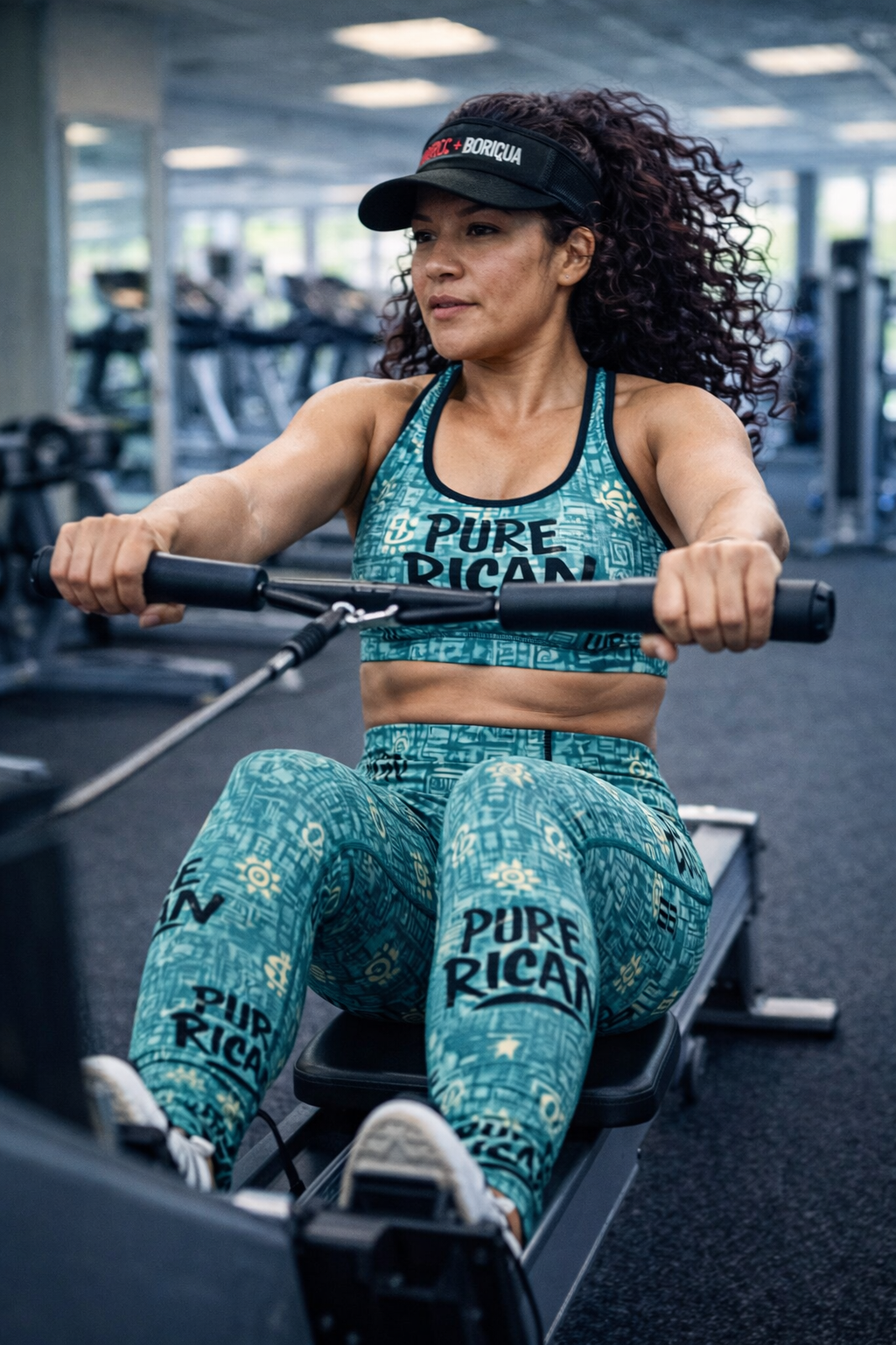 Pure⭐️Rican Women’s High-Waisted Performance Leggings – Teal Heritage Pure⭐️Rican Print All Over