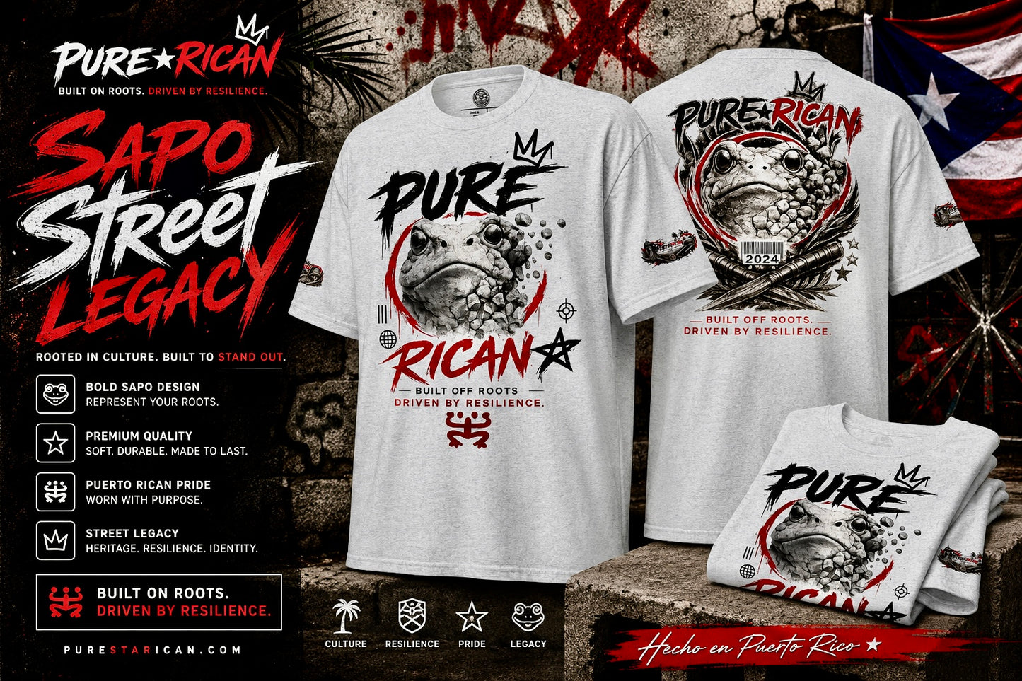 Pure⭐️Rican Sapo Street Legacy Tee Puerto Rican Heritage Shirt