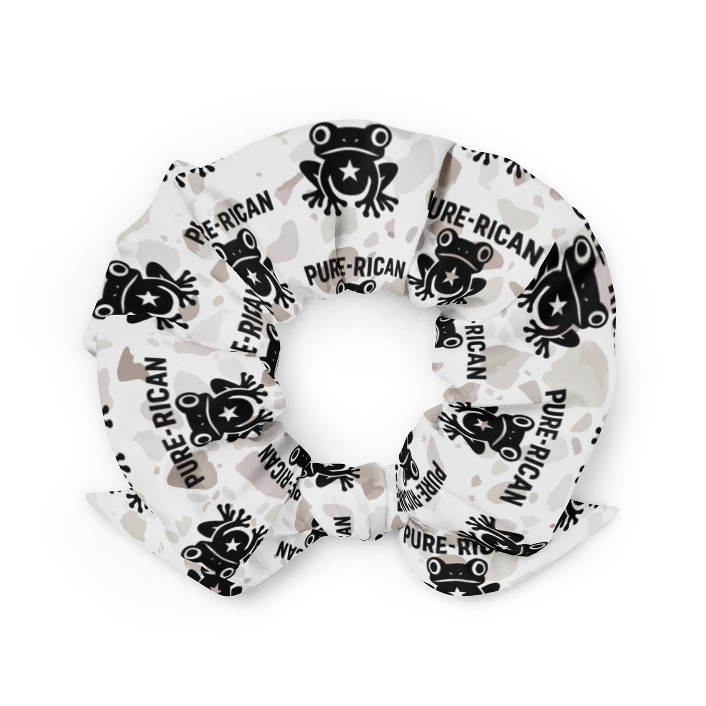 Close-up of the Pure⭐️Rican Sapo Concho signature pattern showing detailed frog icons and repeating Pure⭐️Rican branding