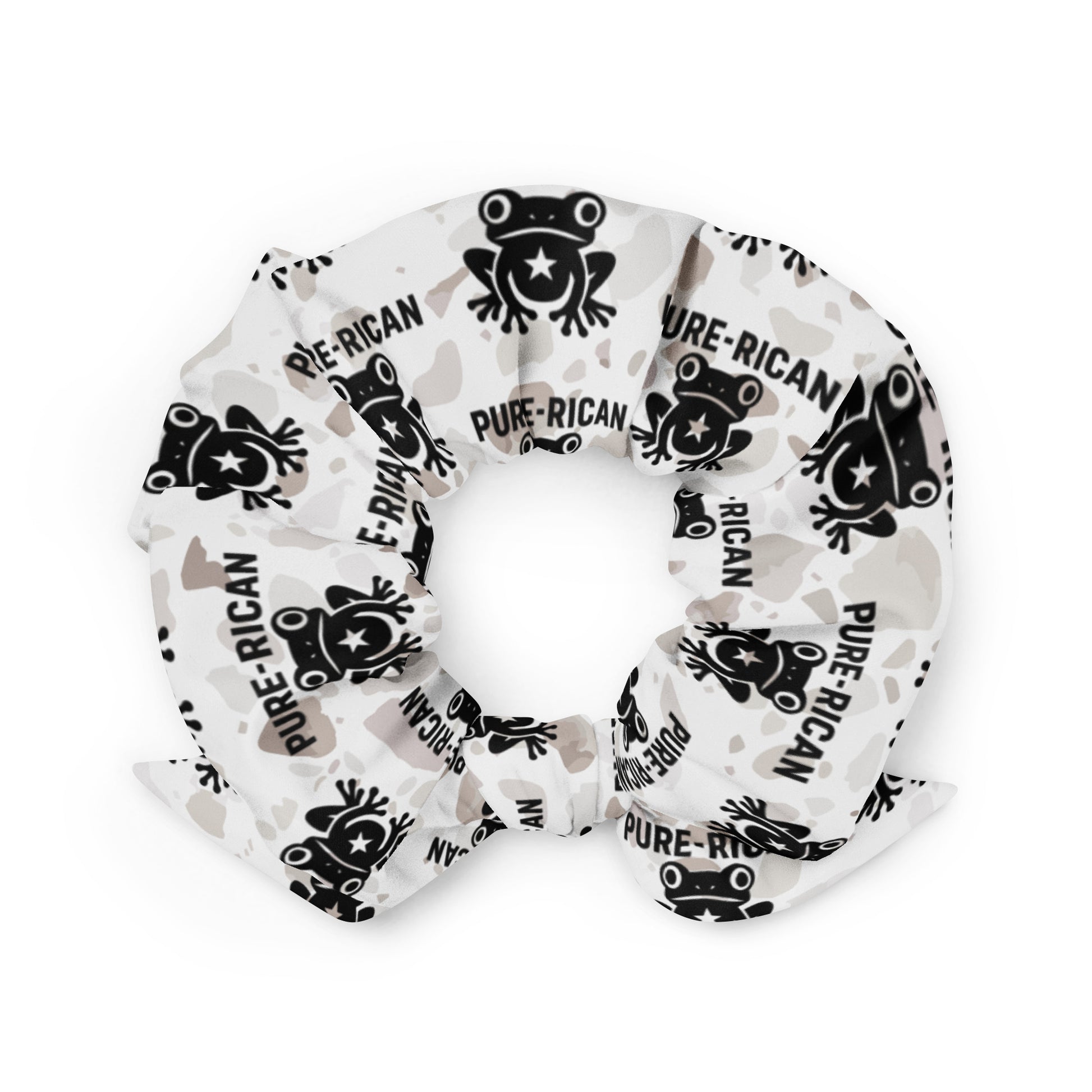 Close-up of the Pure⭐️Rican Sapo Concho signature pattern showing detailed frog icons and repeating Pure⭐️Rican branding