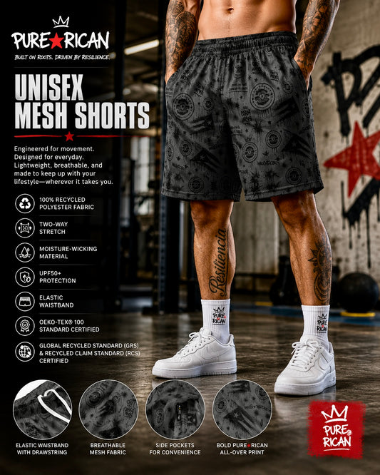 PURE⭐️RICAN Original Graffiti Unisex Mesh Shorts Midnight Edition