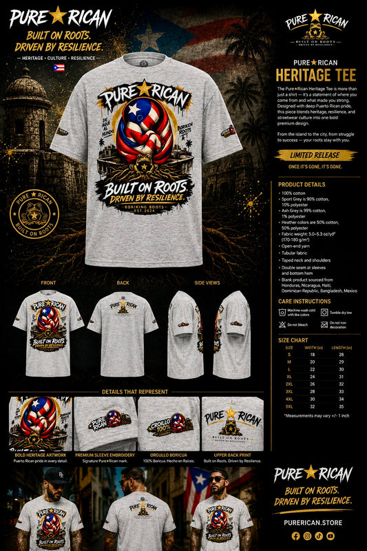 Pure⭐️Rican "Built on Roots, Driven by Resilience" Heritage Tee