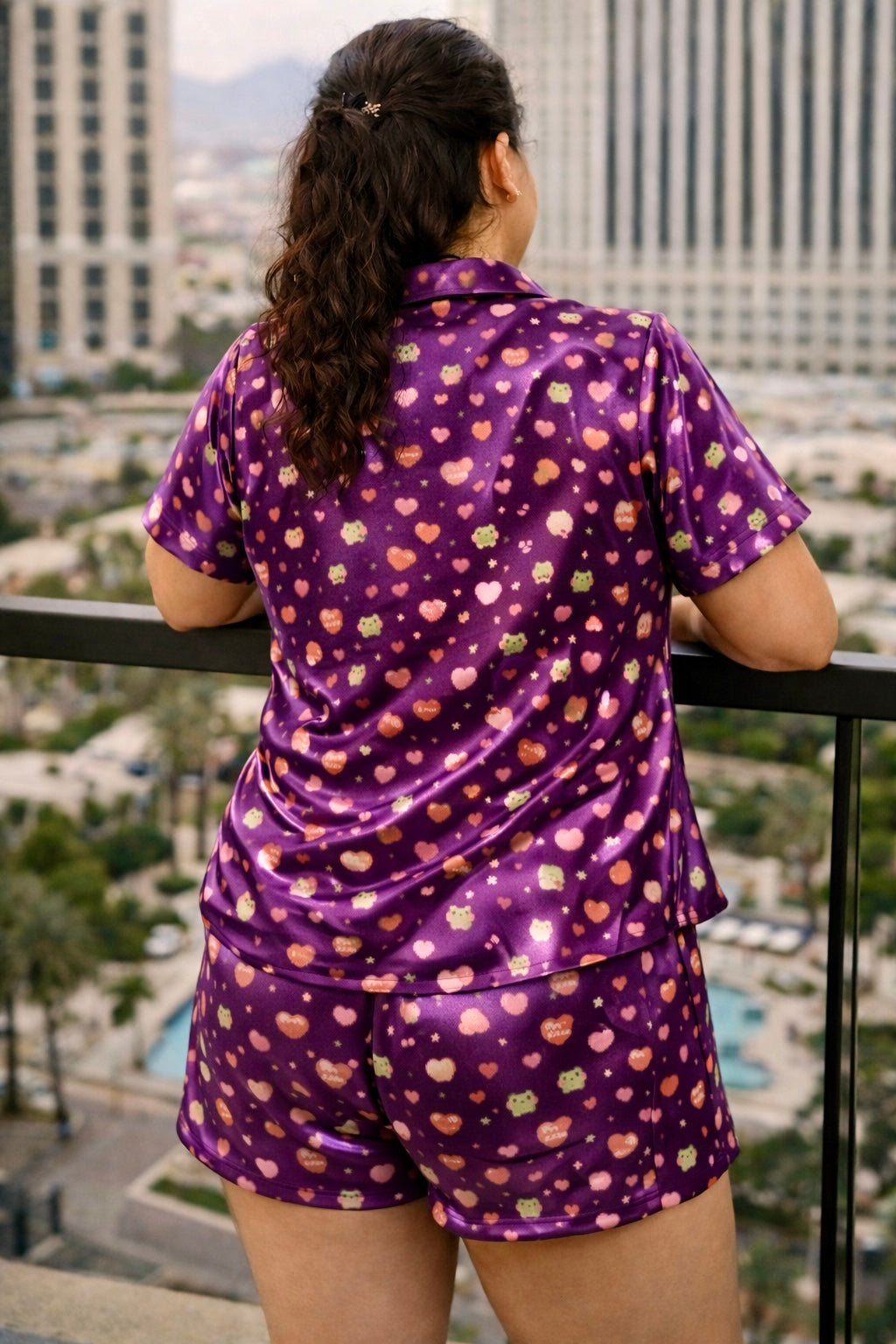 Pure⭐️Rican Sapo Hearts Pajama Shorts – Purple Edition