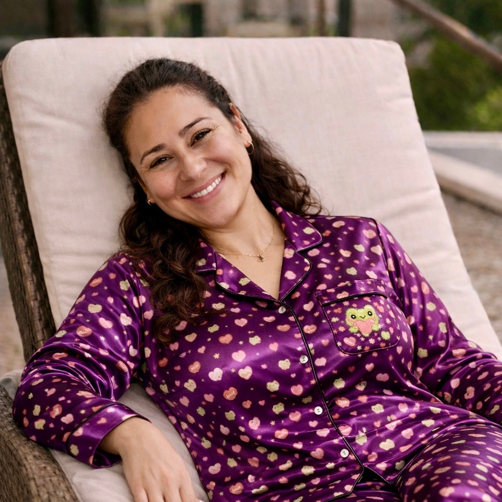 Pure⭐️Rican Purple Sapo Concho Love Pajama Shirt – Long Sleeve Button-Up