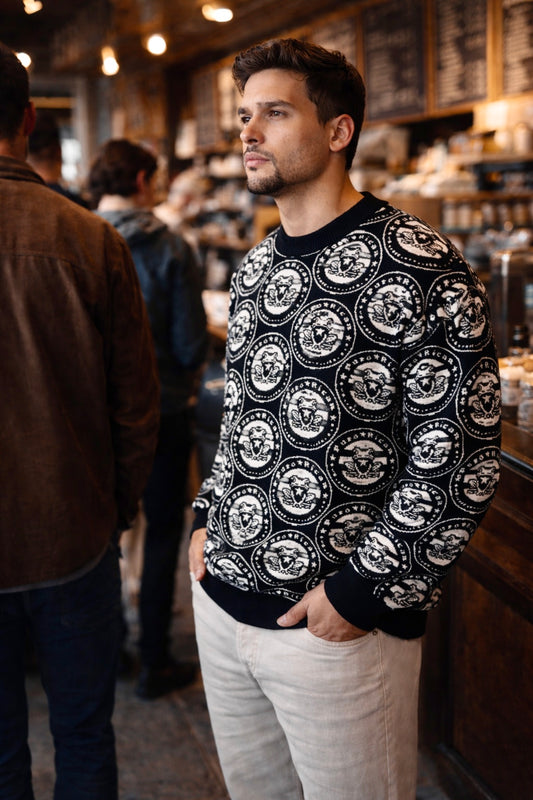 Pure⭐️Rican OG Pattern Relaxed-Fit Knitted Crewneck Sweater