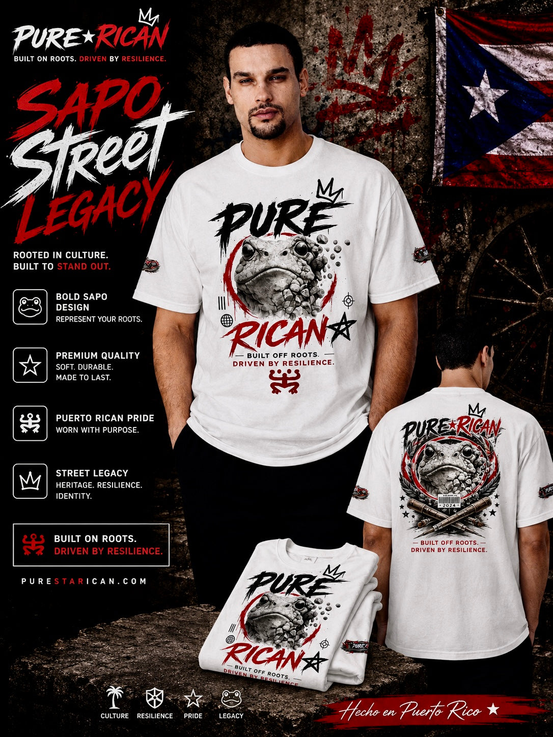 Pure⭐️Rican Sapo Street Legacy Tee Puerto Rican Heritage Shirt
