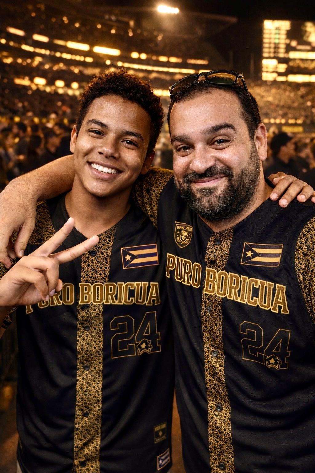 Pure⭐️Rican “Puro Boricua” Black & Gold Baseball Jersey – Sapo Concho 24 Edition