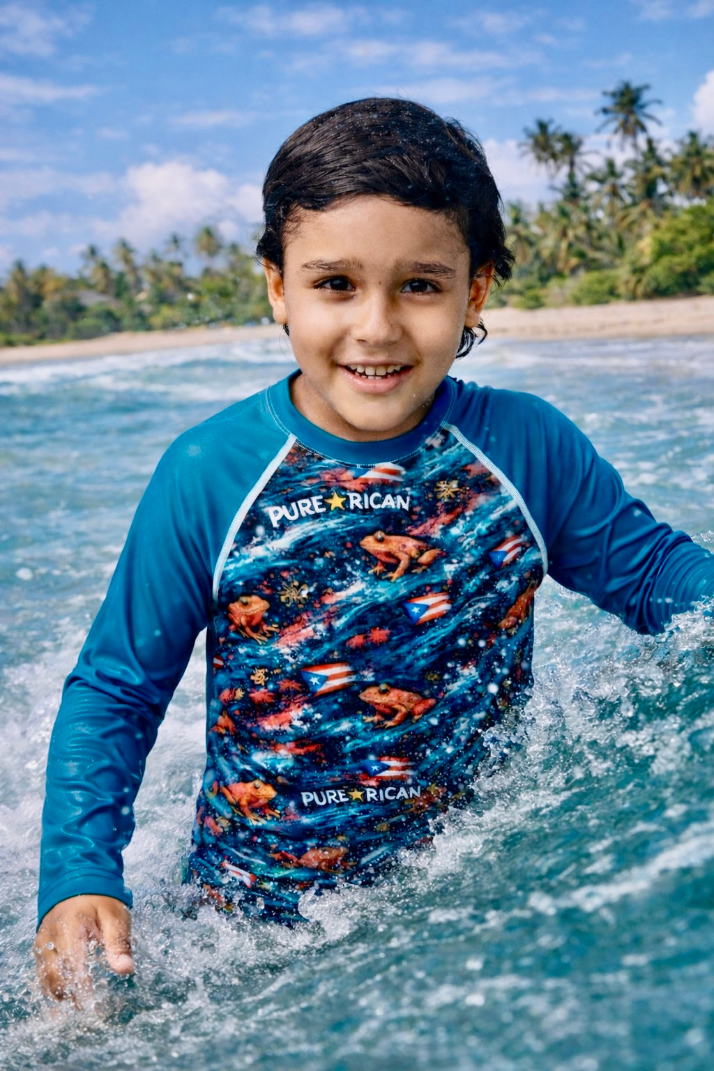 Costa Rica Rash Guard Pure⭐️Rican Youth Coquí Rash Guard – Puerto Rican Flag Kids Swim Shirt ...