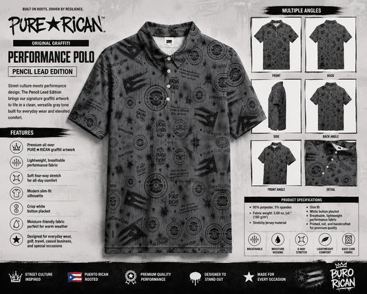 PURE⭐️RICAN Original Graffiti Performance Polo Steel Shadow Edition