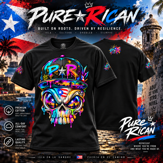 Pure⭐️Rican PR Skull Graffiti Heritage Graphic Tee premium product image