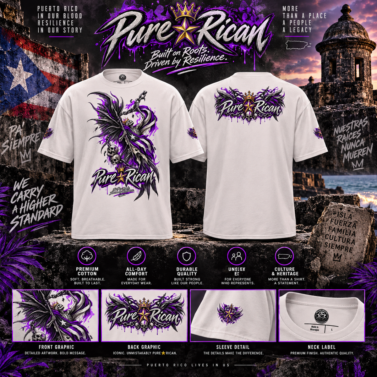 Pure⭐️Rican Winged Reaper Resilience Graphic Tee premium product image