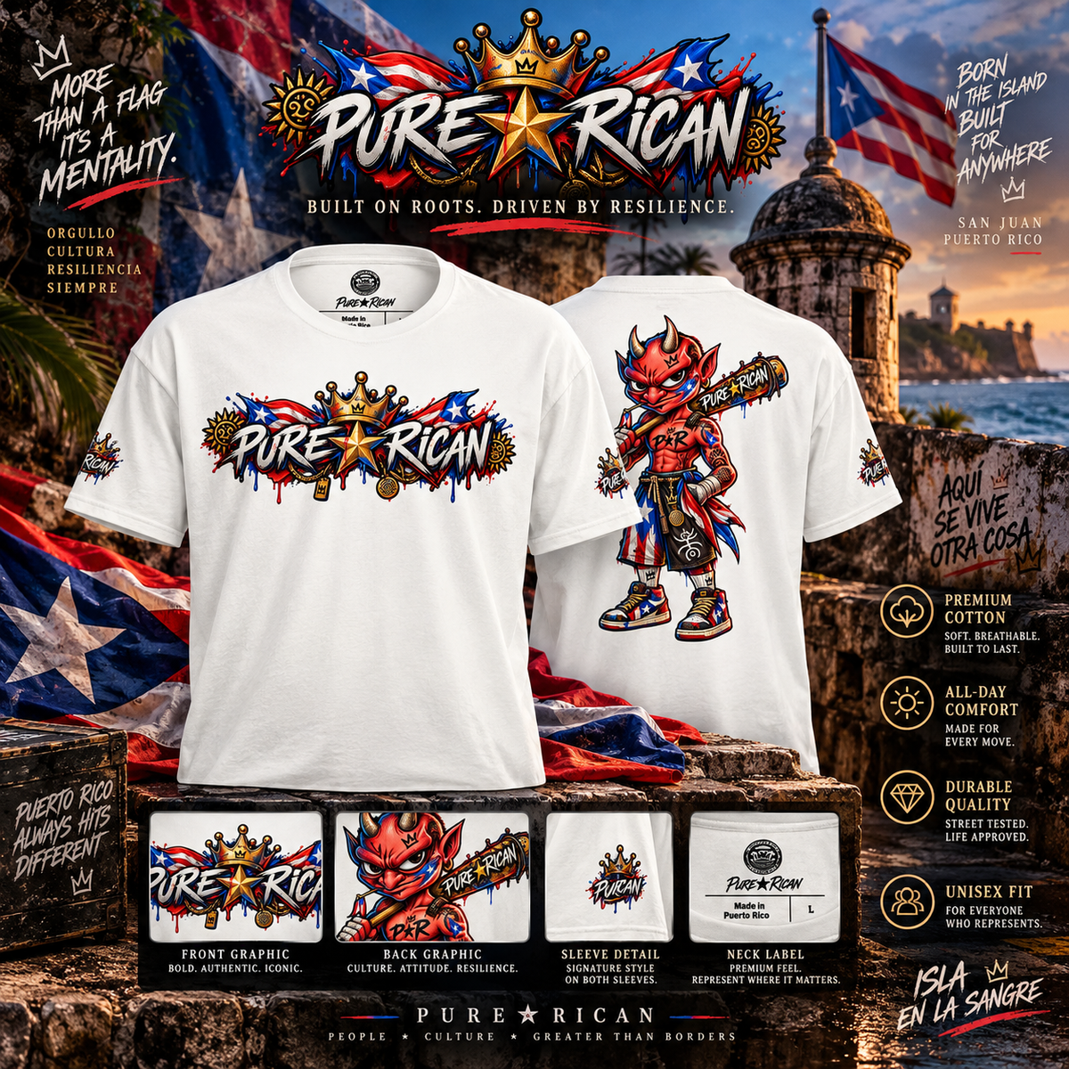 Pure⭐️Rican Crowned Chaos Devil Graphic Tee premium product image