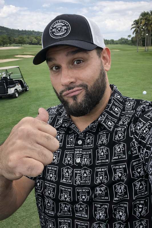 Pure⭐️Rican Monogram All Over Print Men’s slim fit polo Black Edition