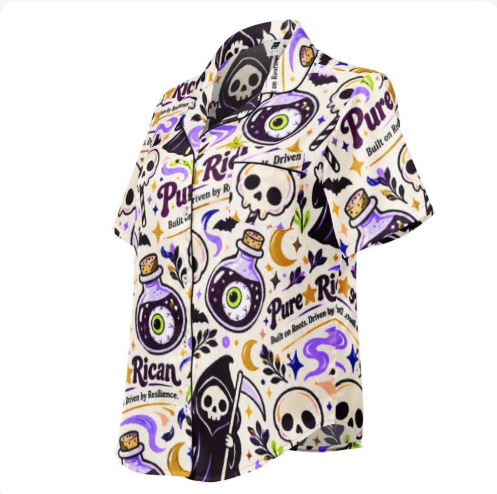 Pure⭐️Rican “Roots After Dark” Halloween Satin Pajama Top