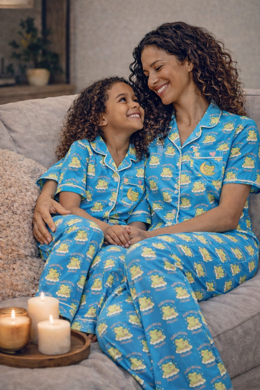 Pure⭐️Rican Mommy & Baby Dream Pajama Shirt – Satin Sky Blue