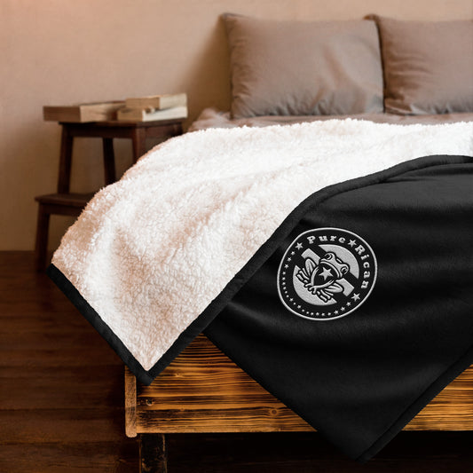 Minimalist black Pure⭐️Rican sherpa throw blanket detail