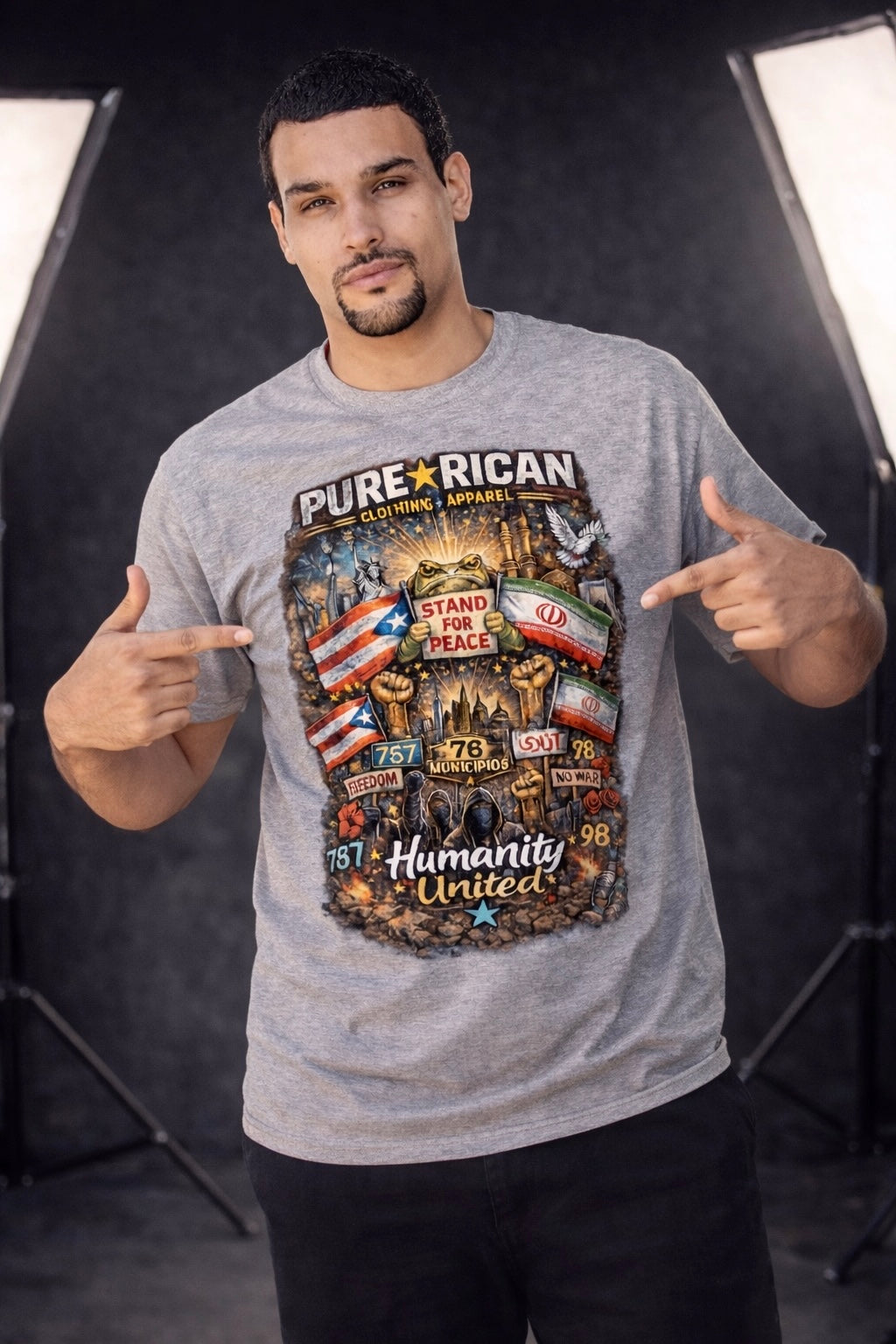 pure-rican-humanity-united-shirt-model.jpg