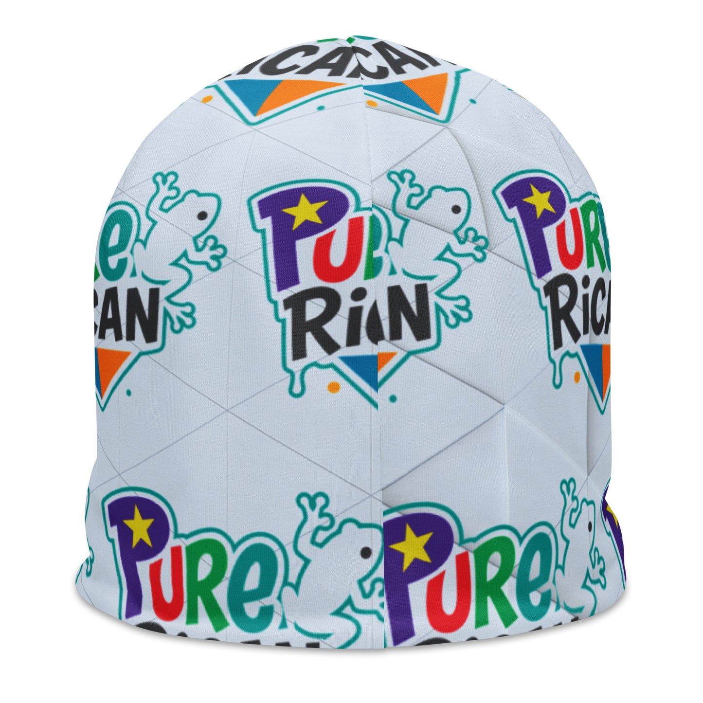 Pure⭐️Rican All-Over Splash beanie side angle – island streetwear beanie