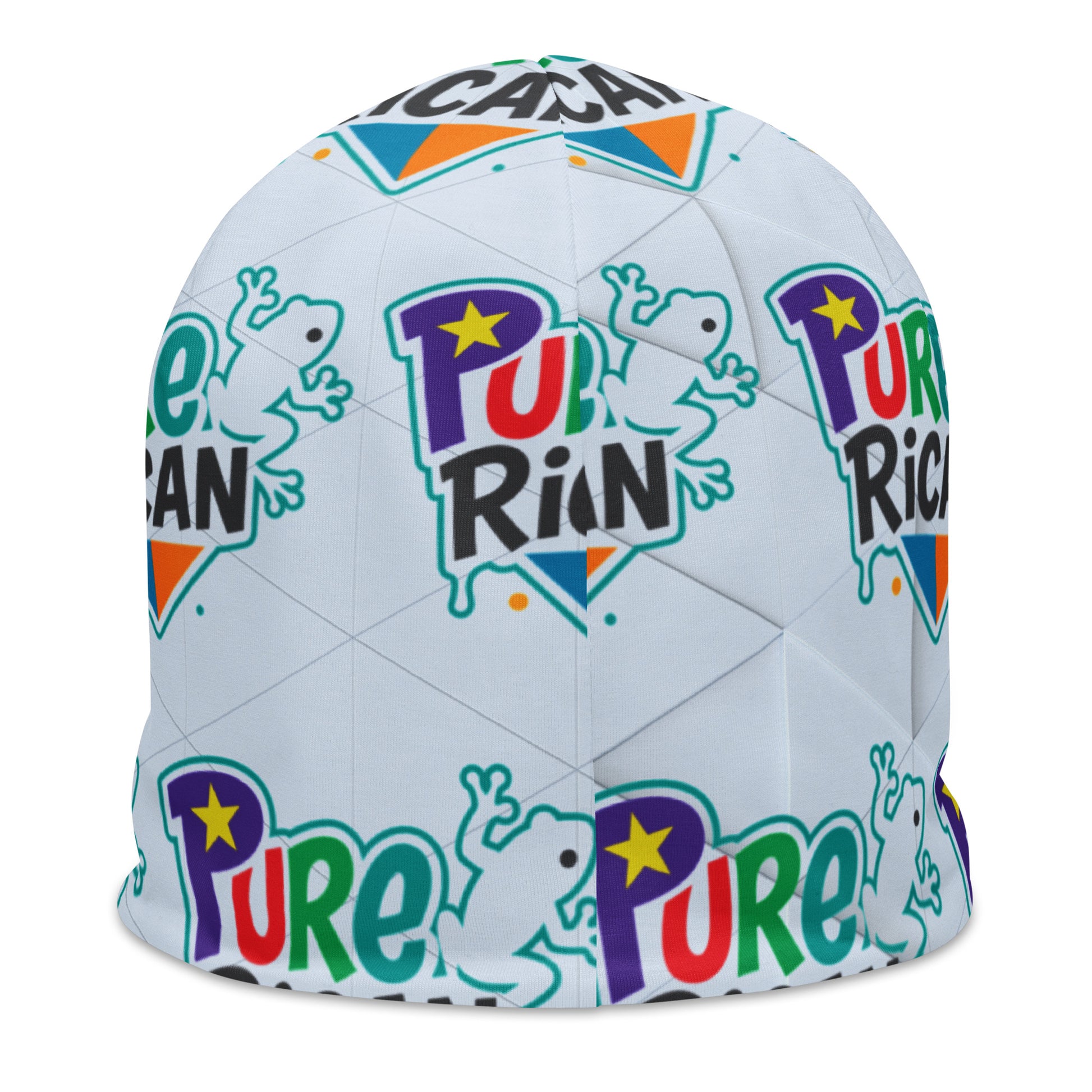 Pure⭐️Rican All-Over Splash beanie side angle – island streetwear beanie