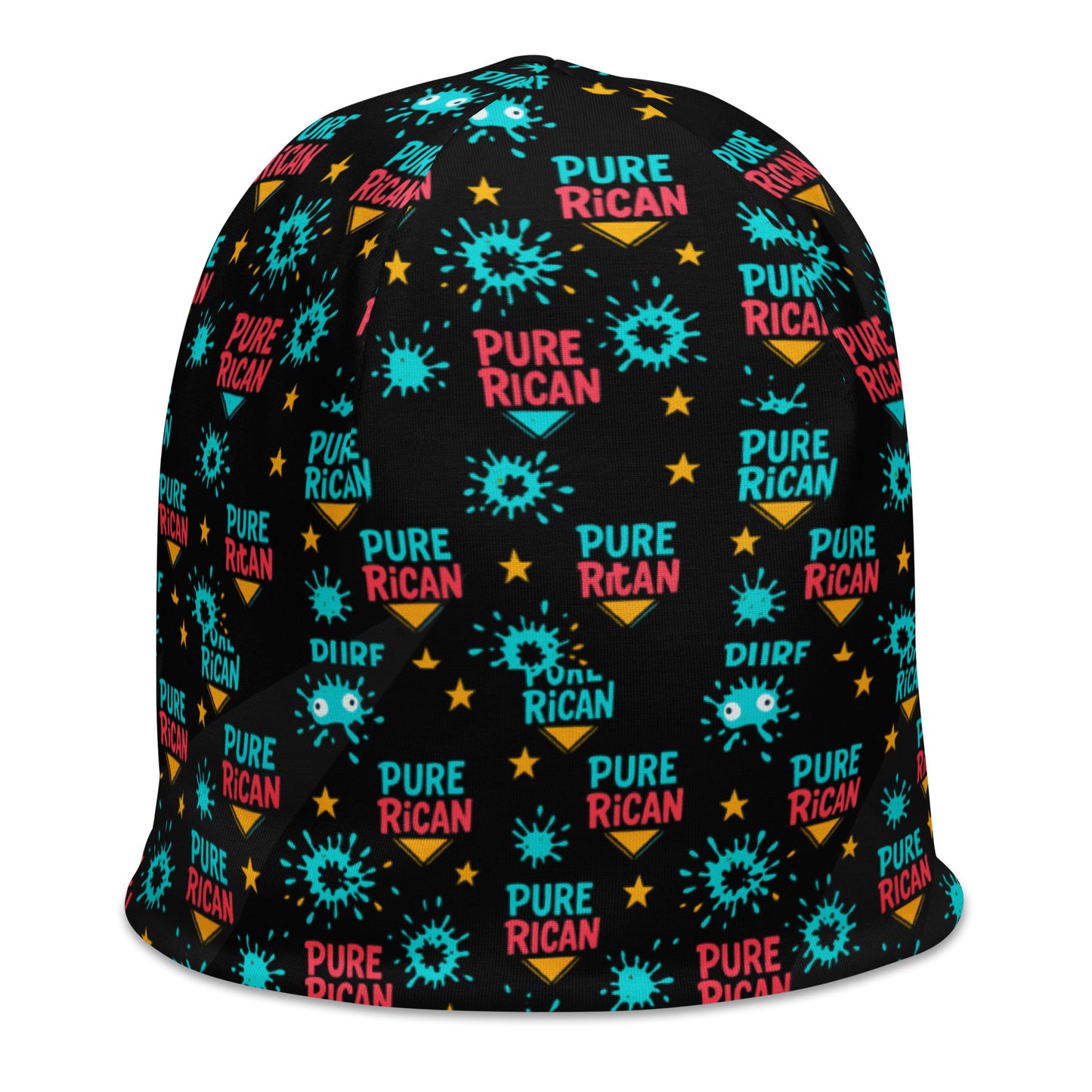 Pure⭐️Rican Color Burst beanie back view – Puerto Rican cultural beanie