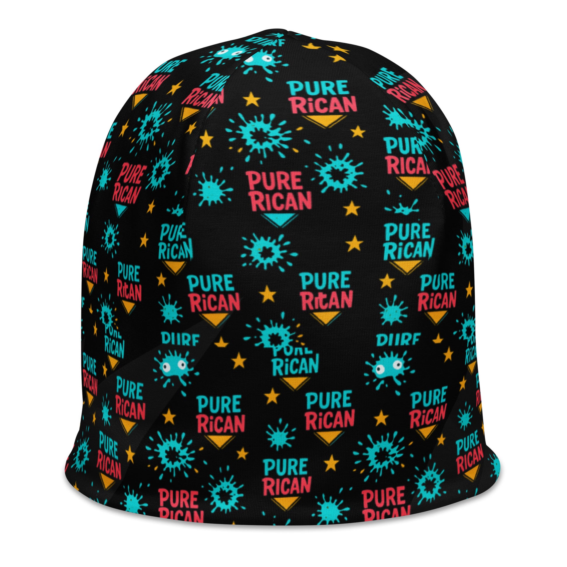 Pure⭐️Rican Color Burst beanie back view – Puerto Rican cultural beanie