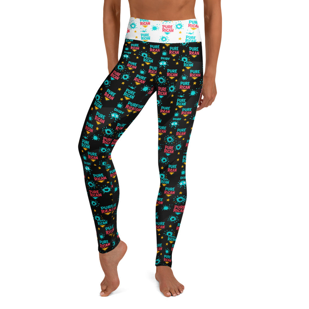 Pure⭐️Rican Color Burst yoga leggings front view – vibrant Puerto Rican athletic leggings