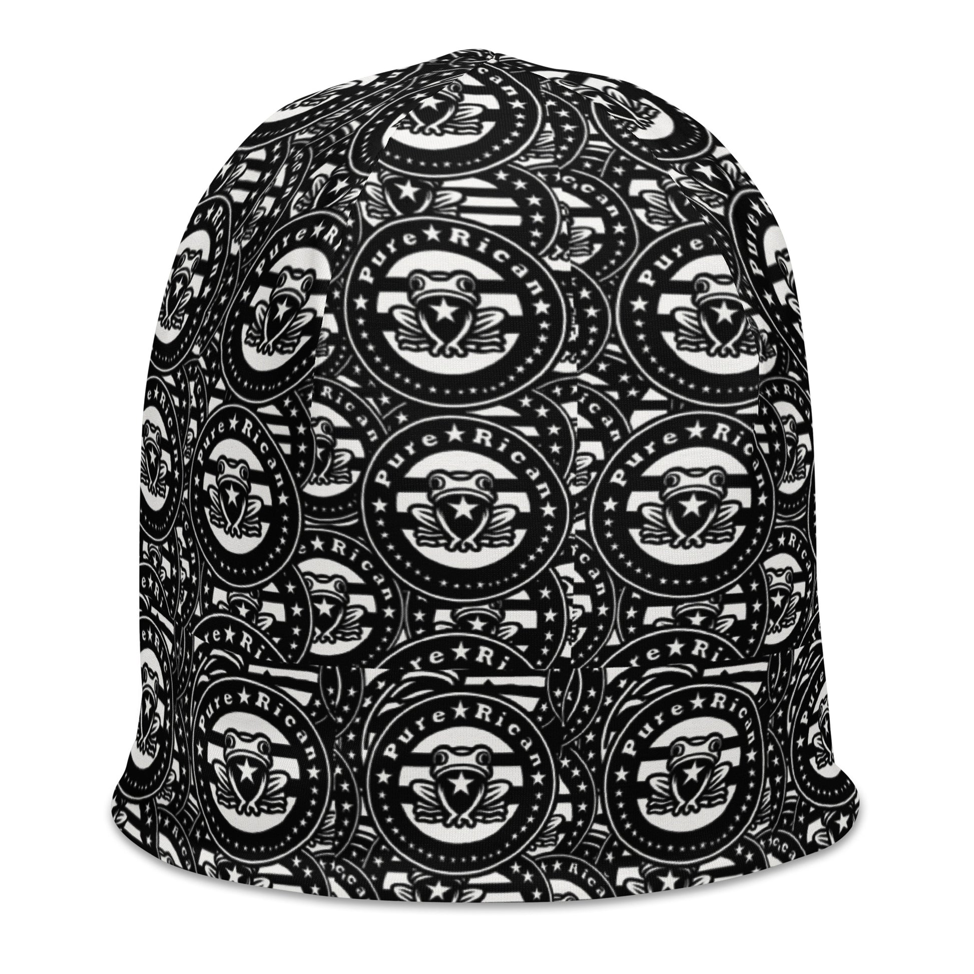 Pure⭐️Rican Cultura knit beanie back view – BorinquéN culture winter hat