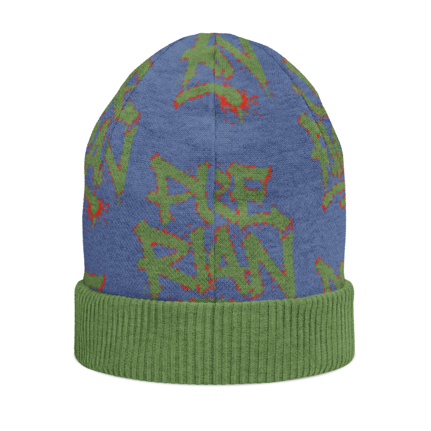 Pure⭐️Rican Forest Drip knitted beanie back view – forest-inspired drip design hat