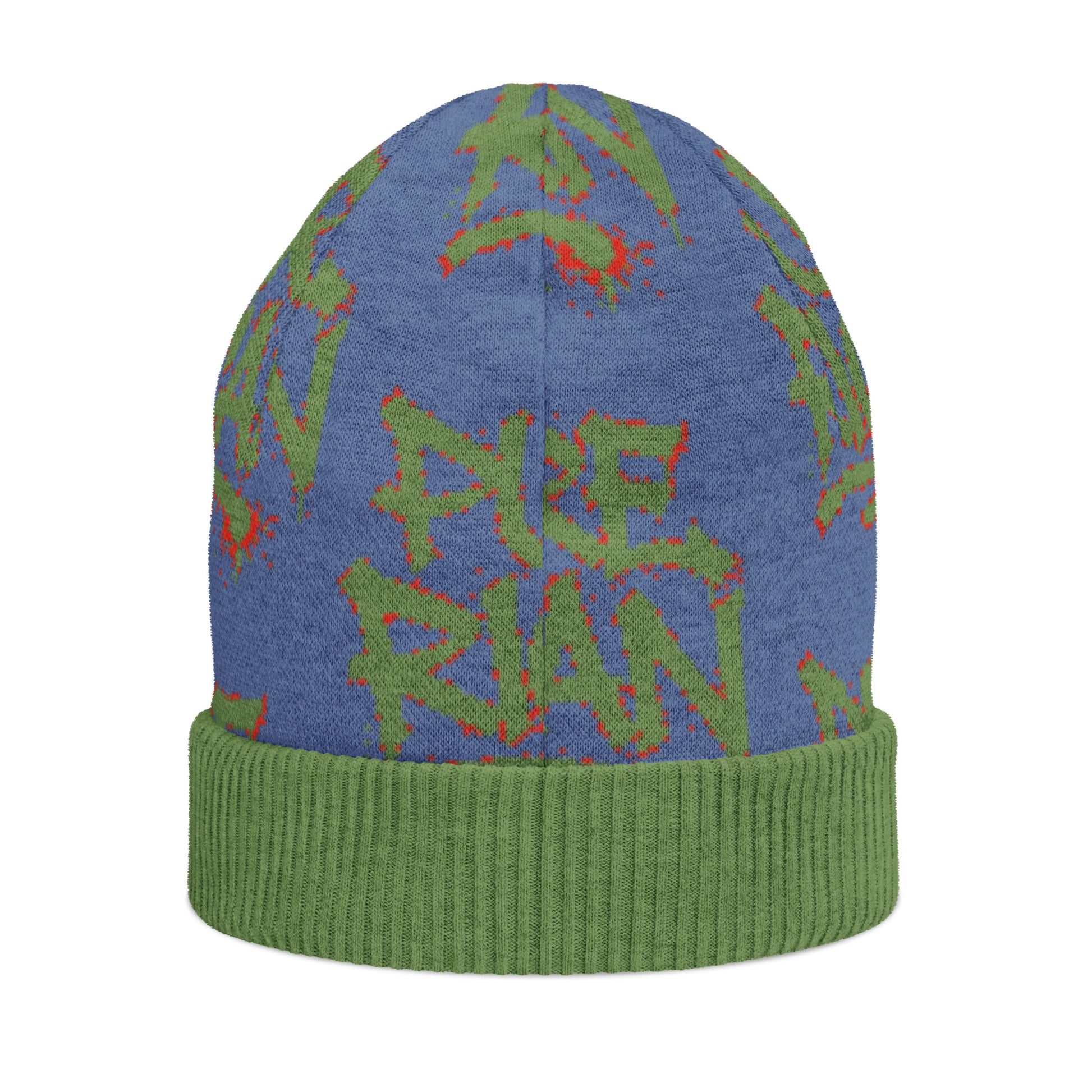 Pure⭐️Rican Forest Drip knitted beanie back view – forest-inspired drip design hat