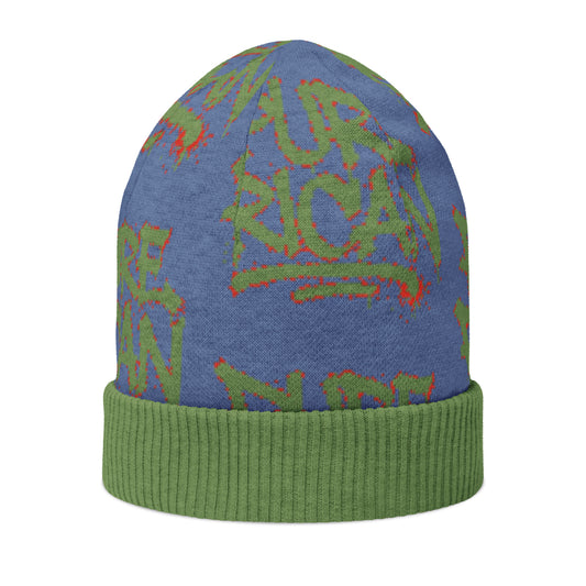 Pure⭐️Rican Forest Drip knitted beanie front view – Puerto Rican winter streetwear hat