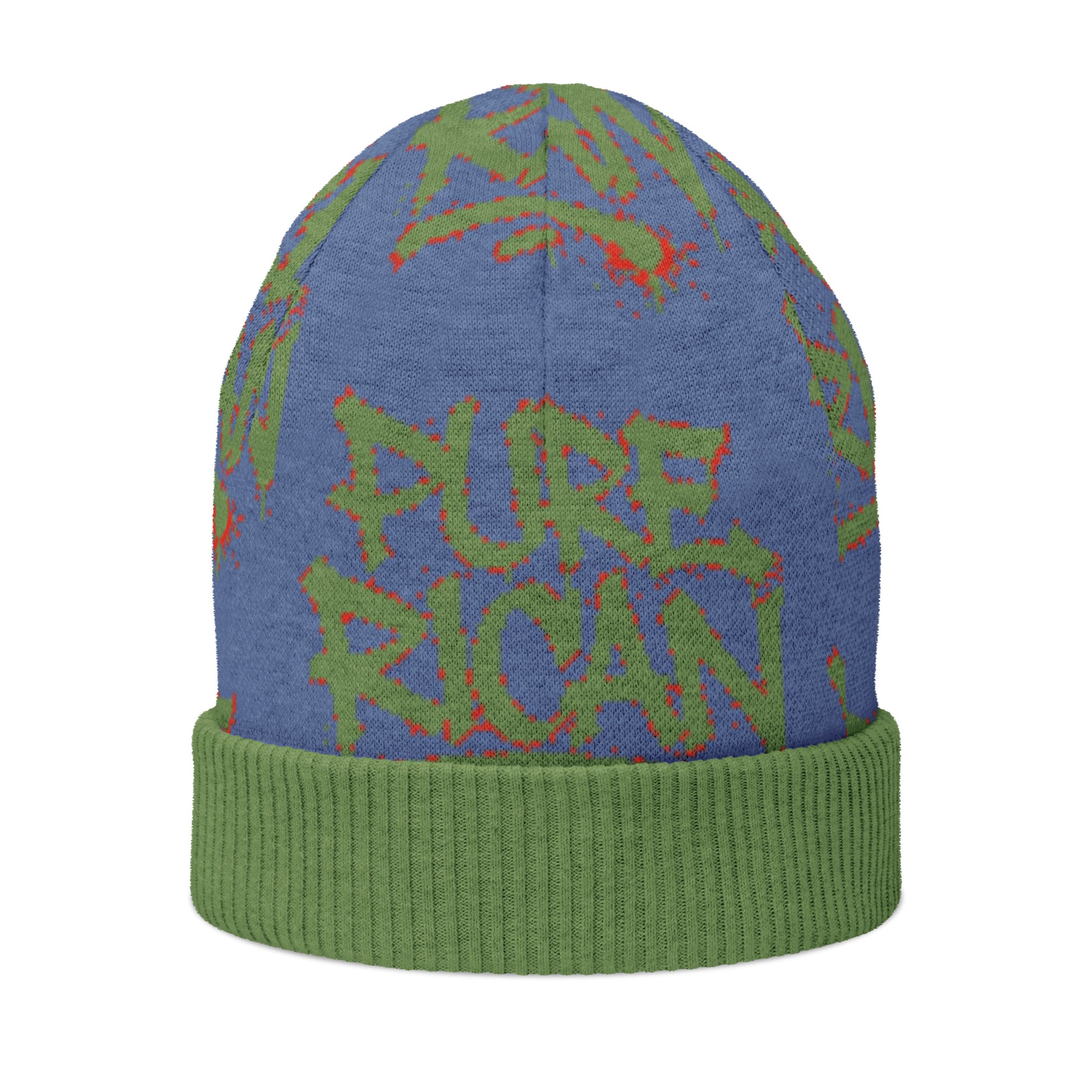 Pure⭐️Rican Forest Drip knitted beanie side angle – cultural knitted beanie