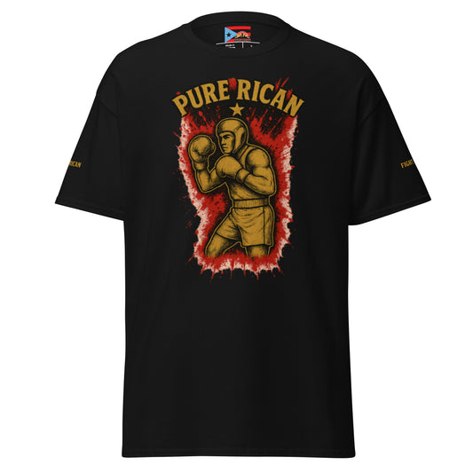 Pure⭐️Rican Golden Boxing Knockout tee front view – Puerto Rican boxing shirt