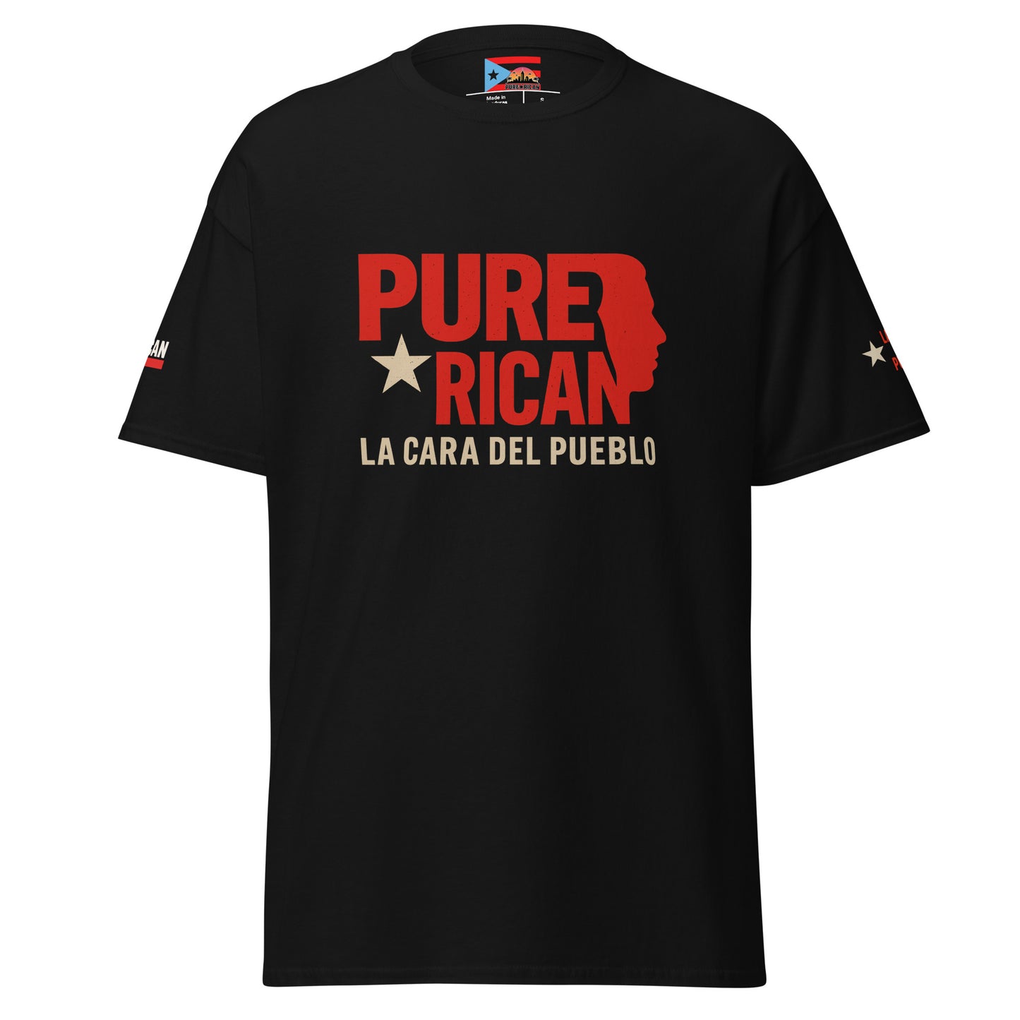 Pure⭐️Rican Heritage Face tee front view – Puerto Rican cultural face design