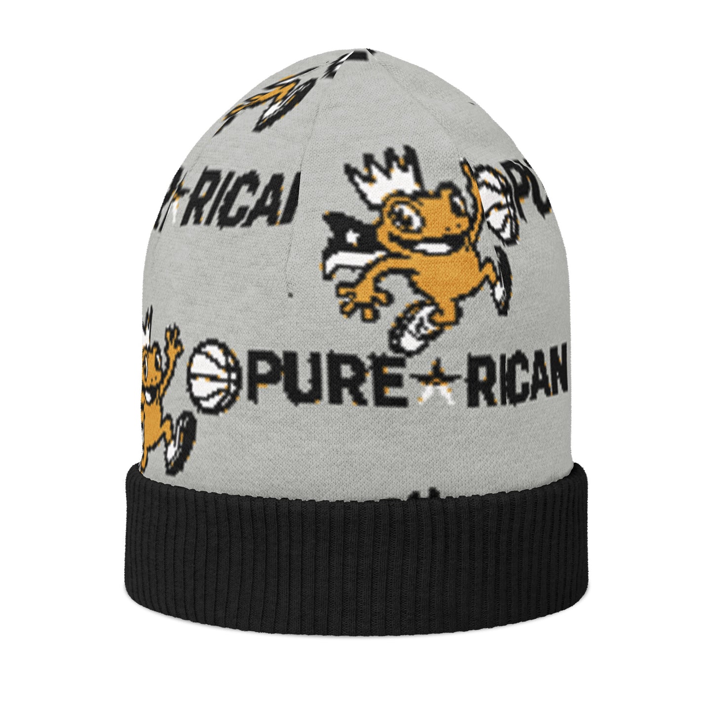 Pure⭐️Rican Hoops King knitted beanie back view – island-inspired basketball hat