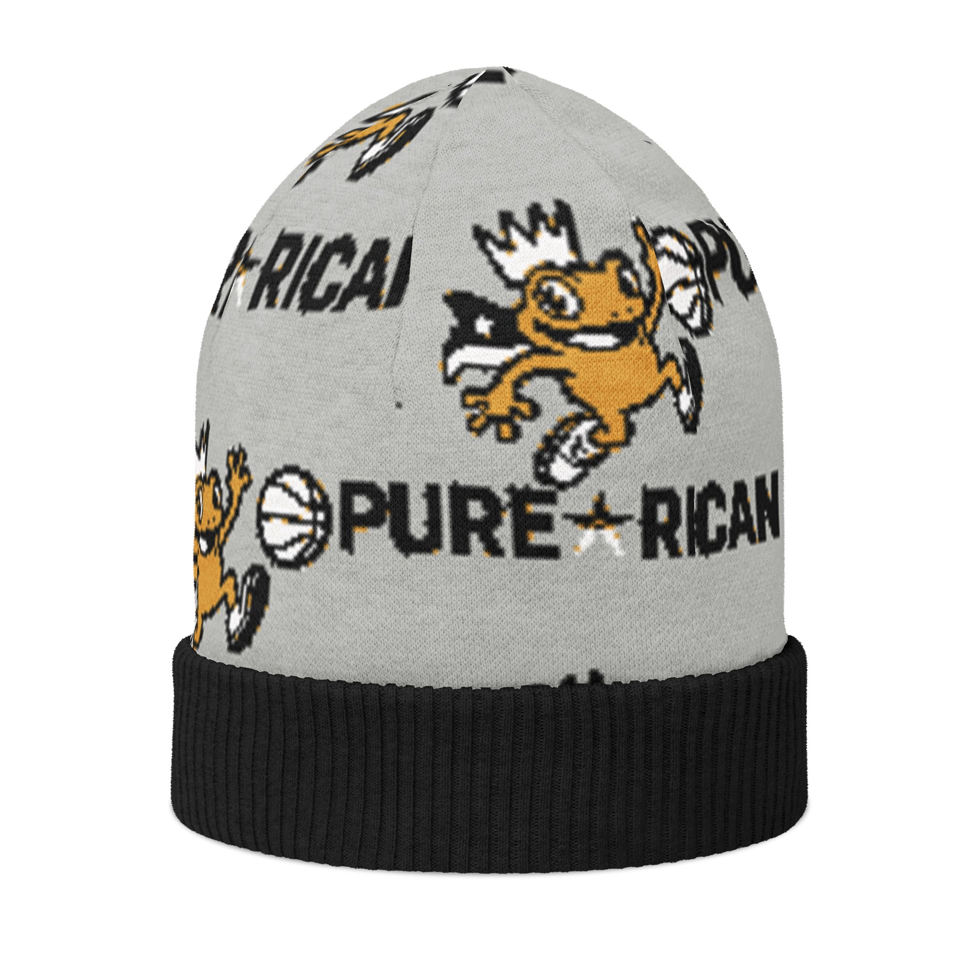 Pure⭐️Rican Hoops King knitted beanie back view – island-inspired basketball hat