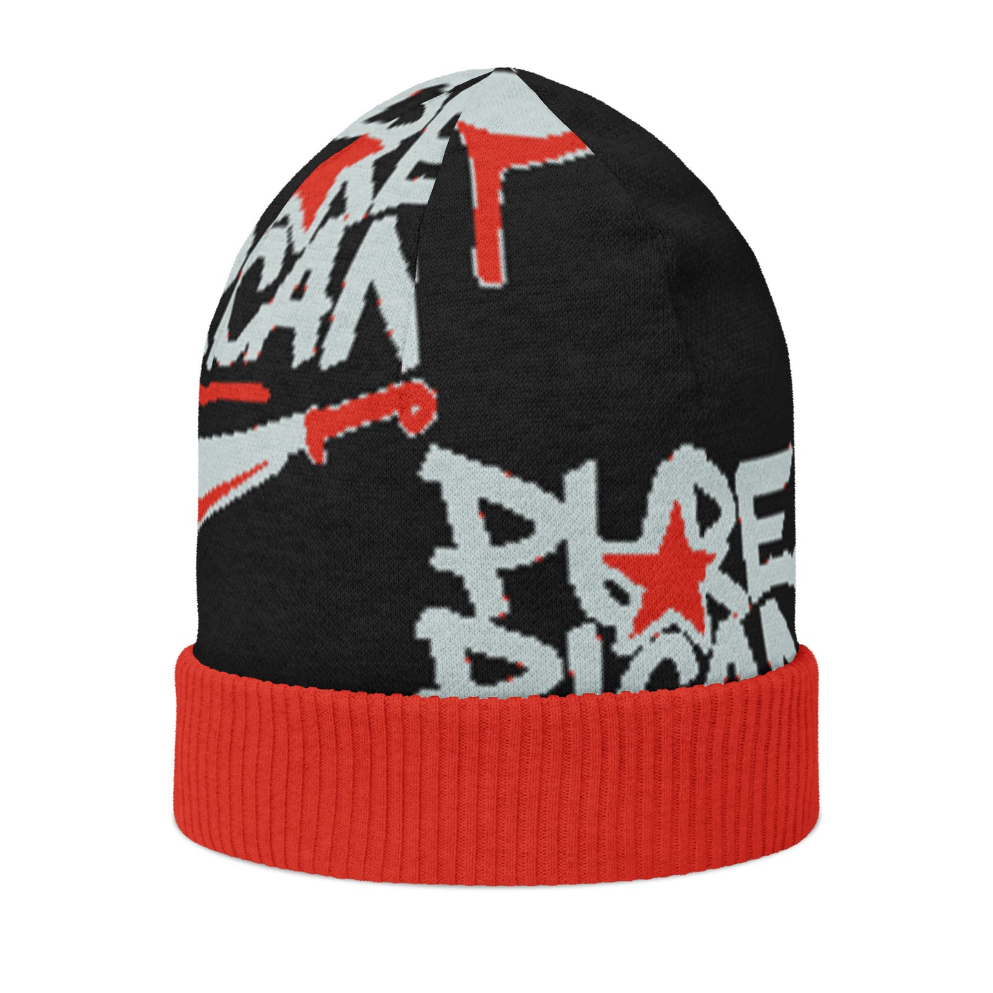 Pure⭐️Rican Machete Drip knitted beanie back view – knitted cultural winter hat