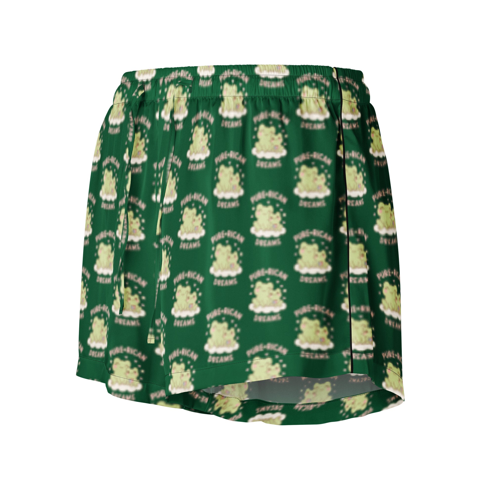 Pure⭐️Rican Mommy and Baby Dreamy all-over print women’s pajama shorts in forest green, soft breathable cultural sleepwear