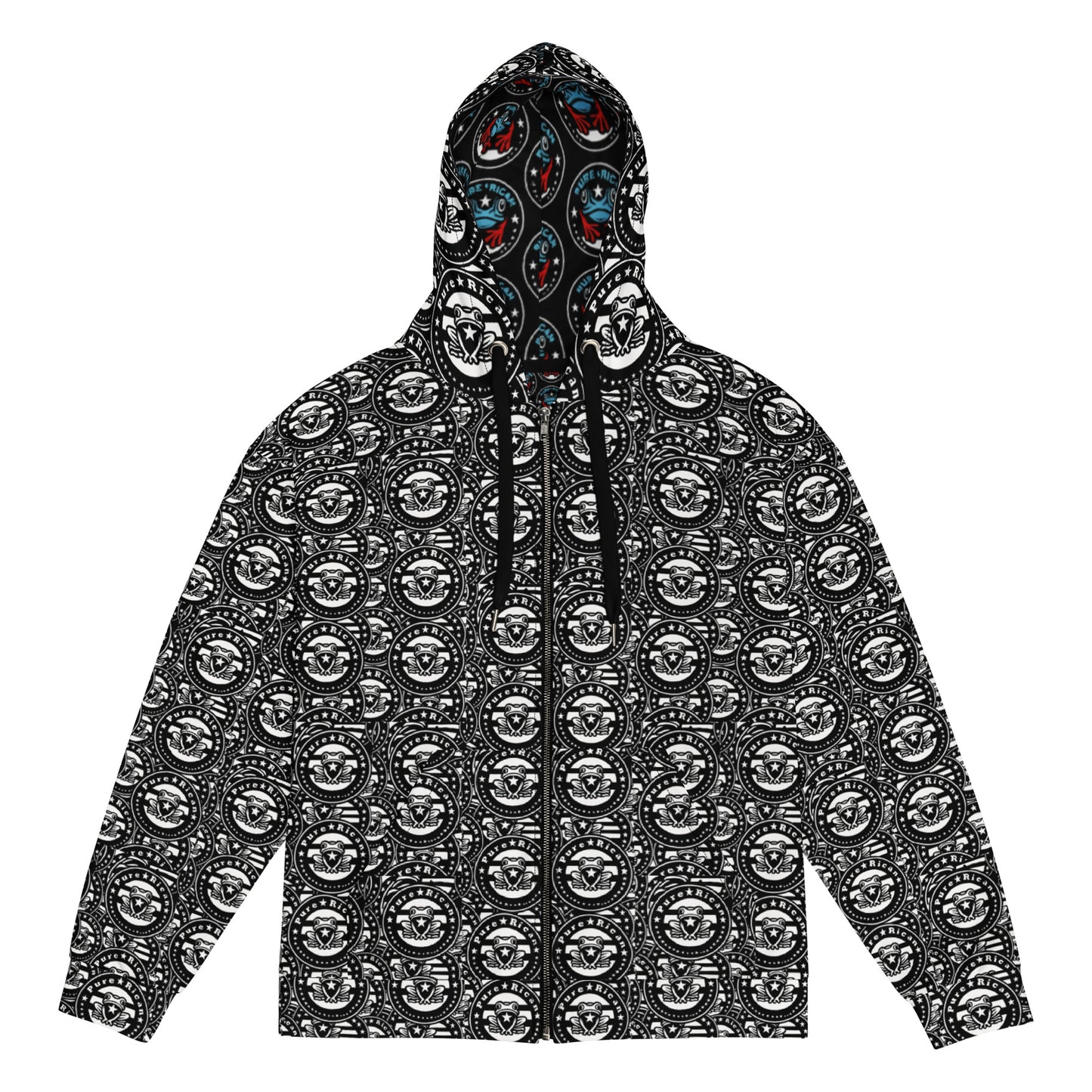 Pure⭐️Rican OG Seal Muraled zip hoodie front view – Puerto Rican mural streetwear