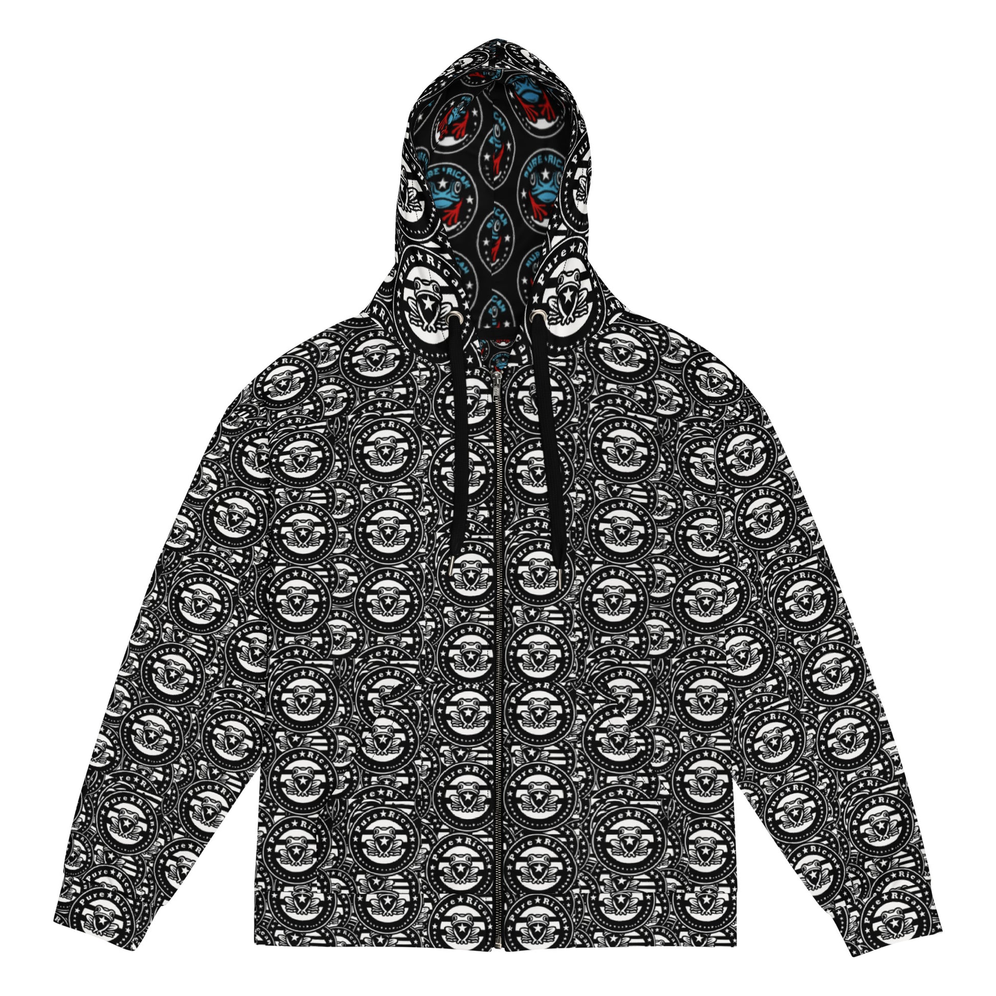 Pure⭐️Rican OG Seal Muraled zip hoodie front view – Puerto Rican mural streetwear